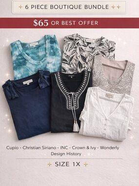 ✨ Boutique Style 6 Piece Top Bundle – Size 1X ✨